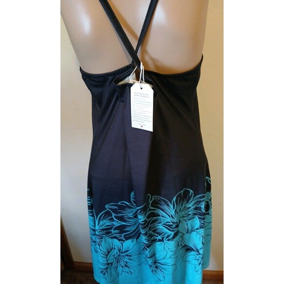 Borniu Womens Vneck Criss Cross Tank Beach Flower Sundress Size Xl-Blues/Floral - Picture 12 of 16